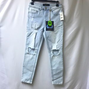 Indigo rein women organic cotton distressed jeans skinny light blue